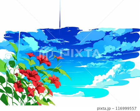 AIで生成した南国と海と空をモチーフにしたイラスト AIで生成した南国と海と空をモチーフにしたイラスト 116999557