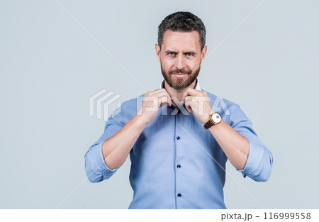mature stylish man businessman in shirt has grizzled hair, copy space, business style mature stylish man businessman in shirt has grizzled hair, copy space, business style 116999558