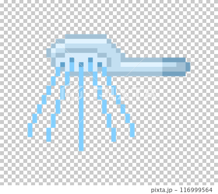 Pixel illustration of a shower head Pixel illustration of a shower head 116999564