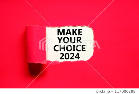 Make your choice 2024 symbol. Concept words Make your choice 2024 on beautiful white paper. Beautiful red background. Business Make your choice 2024 concept. Copy space Make your choice 2024 symbol. Concept words Make your choice 2024 on beautiful white paper. Beautiful red background. Business Make your choice 2024 concept. Copy space 117000299