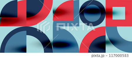Neo memphis geometric pattern with circles, squares. Pop art abstract background for covers, banners, flyers and posters and other templates Neo memphis geometric pattern with circles, squares. Pop art abstract background for covers, banners, flyers and posters and other templates 117000583