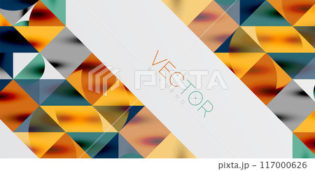 Triangles, round triangles and circles techno art. Vector Illustration For Wallpaper, Banner, Background, Card, Book Illustration, landing page 117000626