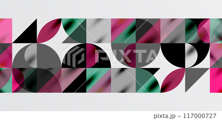 Triangles, round triangles and circles techno art. Vector Illustration For Wallpaper, Banner, Background, Card, Book Illustration, landing page 117000727