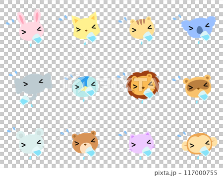 Hydrating animal face icon set Hydrating animal face icon set 117000755