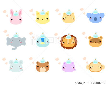 発熱する動物の顔　アイコンセット 117000757