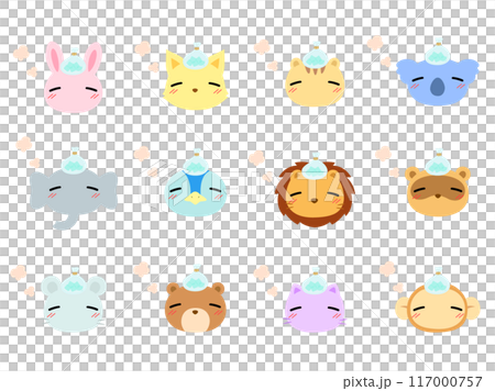 発熱する動物の顔　アイコンセット 117000757