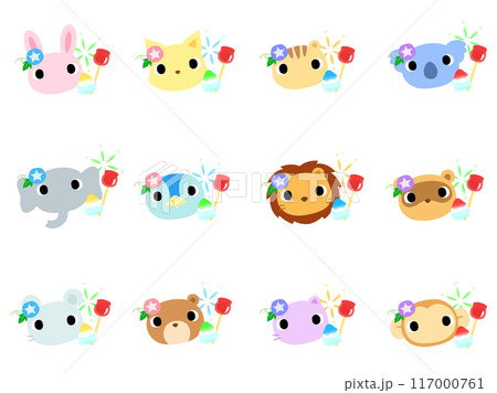 動物の顔　アイコンセット（夏祭り） 117000761