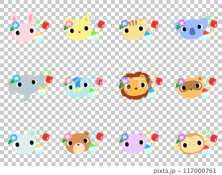 動物の顔　アイコンセット（夏祭り） 117000761