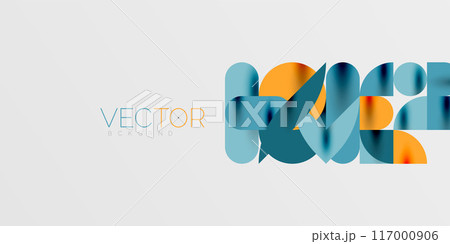 Circles, semi circles, squares and round shapes mosaic techno art. Vector Illustration For Wallpaper, Banner, Background, Card, Book Illustration, landing page 117000906