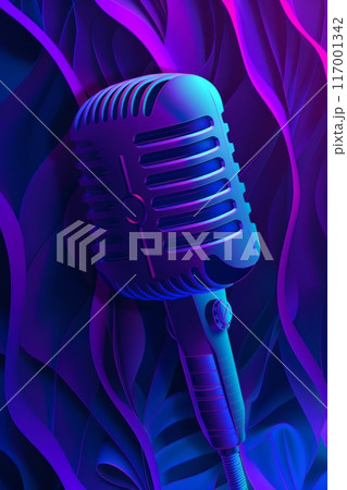 blue-violet gradients music concert poster with a microphone blue-violet gradients music concert poster with a microphone 117001342