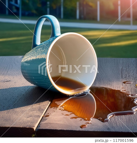 Pitcher of Liquid on Wooden Table. Generative AI 117001596