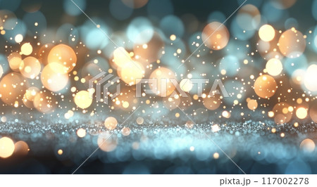 Shimmering Golden Bokeh Lights Creating a Magical Atmosphere at Dusk Shimmering Golden Bokeh Lights Creating a Magical Atmosphere at Dusk 117002278