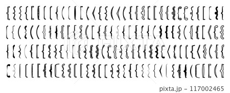 Various text brackets, black quotation box. Curly, square and corner parentheses. Vintage typographical symbol, calligraphic quote frame. Doodle, lettering element. Vector illustration 117002465