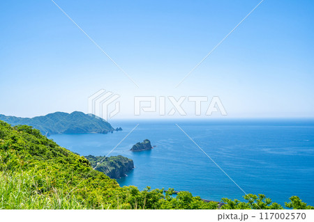 夕日ヶ丘展望広場　駿河湾の青い海原や波勝崎などを望む 117002570