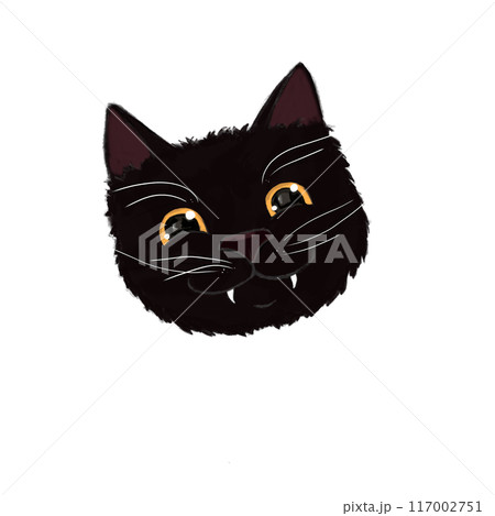 Black smiling cat. Illustration in simple style	 117002751