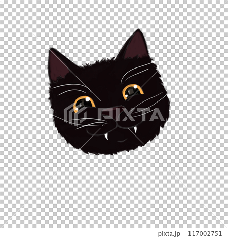Black smiling cat. Illustration in simple style	 117002751