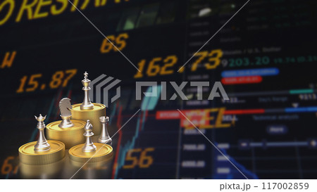 The Chess and gold coins for Business concept 3d rendering. The Chess and gold coins for Business concept 3d rendering. 117002859