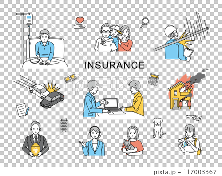様々な保険を必要とする人達のイラストセット 117003367