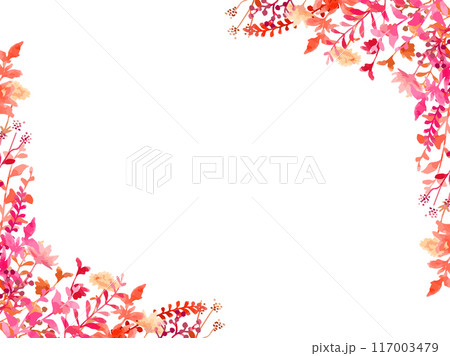 秋色の植物の背景、手描き・水彩風 秋色の植物の背景、手描き・水彩風 117003479