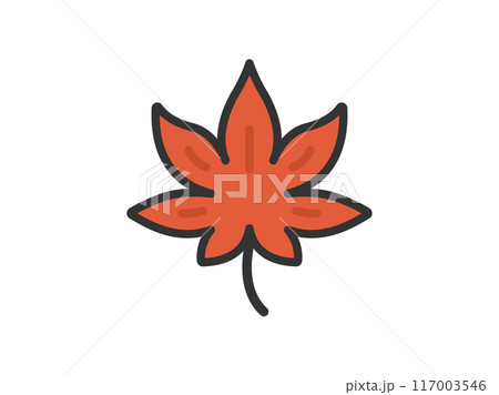 紅葉の葉のアイコン（線画カラー）のイラスト 117003546