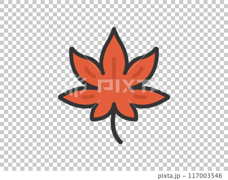 紅葉の葉のアイコン（線画カラー）のイラスト 117003546