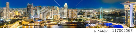 都市風景 シンガポールパノラマ夜景 都市風景 シンガポールパノラマ夜景 117003567