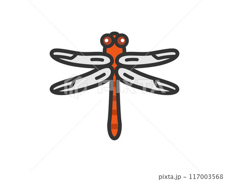赤トンボのアイコン（線画カラー）のイラスト 117003568