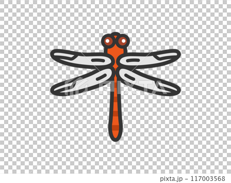 赤トンボのアイコン（線画カラー）のイラスト 117003568