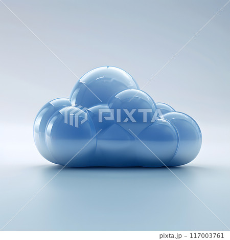 Electric blue cloud resting on azure dishware surface 117003761