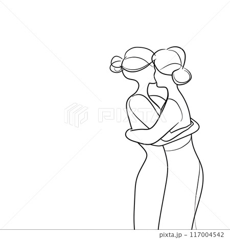 Illustration of Two People Hugging in Minimal...のイラスト素材 [117004542] - PIXTA