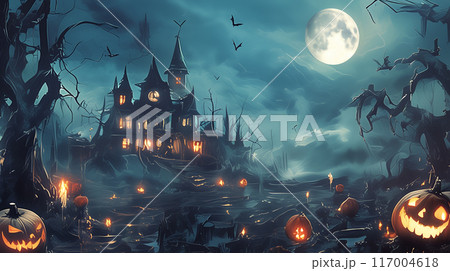 不気味なハロウィーン 117004618