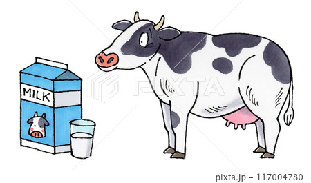 牛乳パックと乳牛 117004780