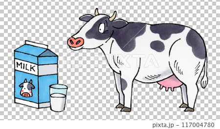 牛乳パックと乳牛 117004780