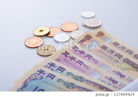 日本円の紙幣と硬貨 日本円の紙幣と硬貨 117004924