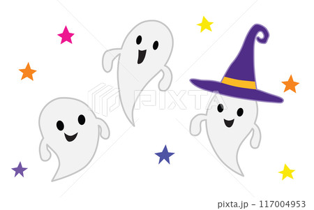 ハロウィンのかわいいおばけのイラスト 117004953