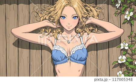 下着姿の女性の背景画