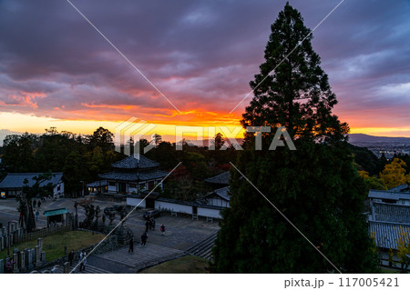 【奈良県】東大寺の二月堂から見た奈良の夕暮れ 117005421