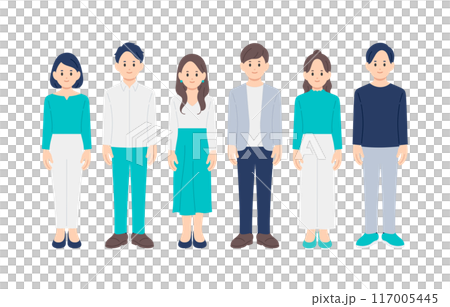 若い男女の全身セット【人物ベクターイラスト素材】 若い男女の全身セット【人物ベクターイラスト素材】 117005445