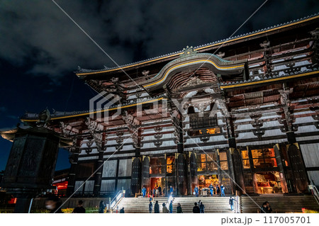 【奈良県】ライトアップされた東大寺の大仏殿 117005701