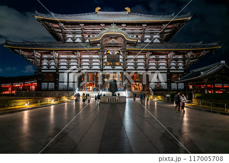 【奈良県】ライトアップされた東大寺の大仏殿 117005708