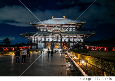 【奈良県】ライトアップされた東大寺の大仏殿 117005710