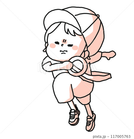 運動会のリレーでアンカーを任された男の子 117005763