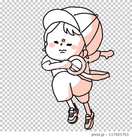 運動会のリレーでアンカーを任された男の子 117005763