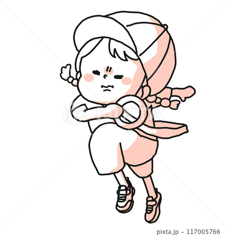 運動会のリレーでアンカーを任された女の子 117005766