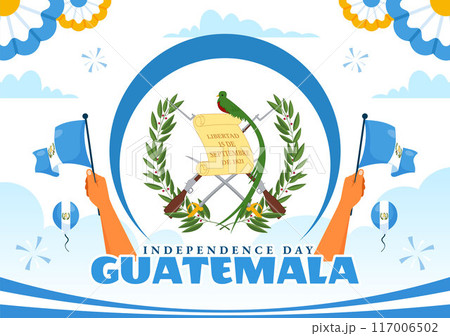 Happy Guatemala Independence Day Vector Illustration for September 15 with a Waving Flag and Ribbon in a Flat Style Cartoon Background Happy Guatemala Independence Day Vector Illustration for September 15 with a Waving Flag and Ribbon in a Flat Style Cartoon Background 117006502