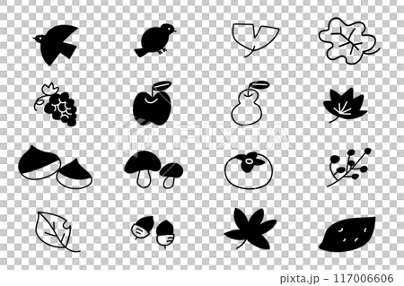 Autumn illustration icon set black 117006606
