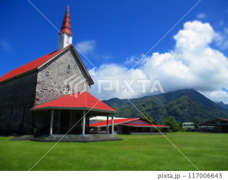 フレンチポリネシア タヒチ島 Eglise Notre - Pame de paix教会 ジオラマ風 フレンチポリネシア タヒチ島 Eglise Notre - Pame de paix教会 ジオラマ風 117006643