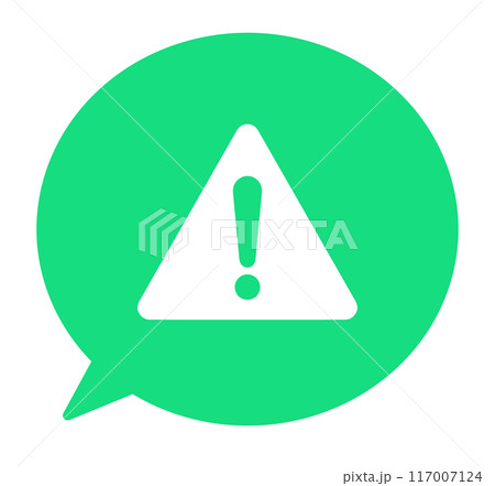 シンプルな緑色の警告マークと吹き出し 117007124