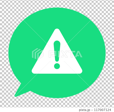 シンプルな緑色の警告マークと吹き出し 117007124