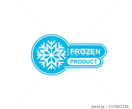 Frozen food product icon with snowflake ice crystal for fresh food package, vector emblem. Frozen product food label for fresh refrigerated meat, fish and seafood or keep cold sign for frost products Frozen food product icon with snowflake ice crystal for fresh food package, vector emblem. Frozen product food label for fresh refrigerated meat, fish and seafood or keep cold sign for frost products 117007136